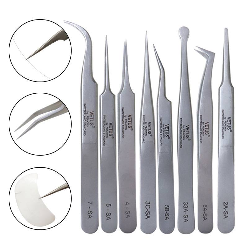 Vetus Tweezer SA serie Non magnetic stainless steel tweezer eyelash extension tool